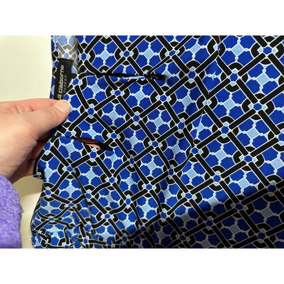 Women Ladies XL blue abstract floral blouse Liz Claiborne top shirt work office - Picture 5 of 12